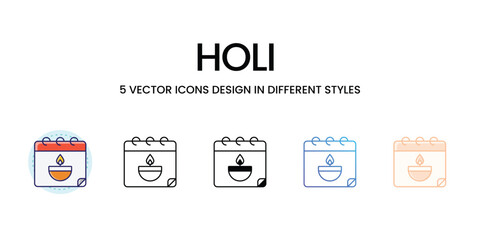 Holi icons vector set stock illustration 