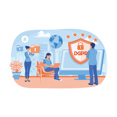 General privacy regulations for the protection of personal data. People protect business data on the internet. General Privacy concept. Flat vector illustration.