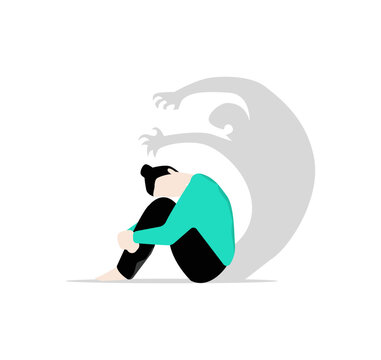 depressed person sitting, shadow, white background clip art preview