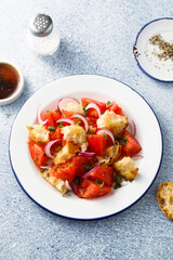 Traditional Italian salad with tomatoes and bread