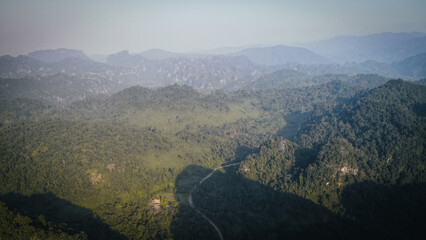 Fototapeta premium The aerial view of Phong Nha in Northern Vietnam