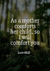 Bible Verses About Motherhood "  As a mother comforts her child, so I will comfort you  Isaiah 66 ;13 "