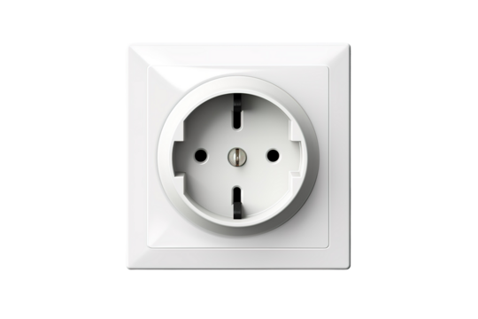 The Ethereal Portal: A White Electrical Outlet on a White Wall on White or PNG Transparent Background.