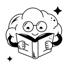 A hand drawn style icon of memorizing 