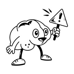A brain with a caution board denoting mental problem, sketchy icon