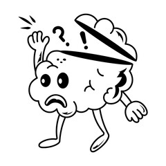 A confused mind doodle style icon 