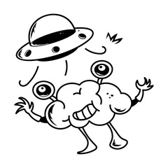 A stealing mind hand drawn style icon 