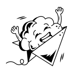 A hand drawn icon of flying brain 
