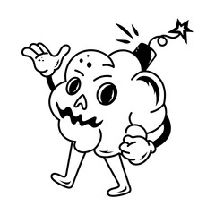 A hand drawn icon of dangerous brain 