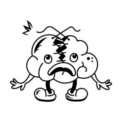 Cartoon style icon depicting injured brain 