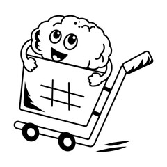 A doodle style icon depicting shopping thoughts 