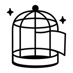 A doodle style icon of empty cage