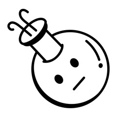 Empty flask with blank face mascot, doodle style icon 