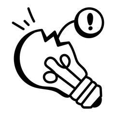 A hand drawn icon of broken bulb 