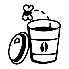 A hand drawn style icon of empty coffee cup 