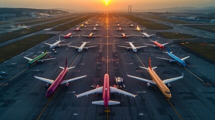 Rows of idle aircrafts line the tarmac, a blunt reminder of the flight reductions forced by prevailing difficulties.