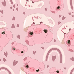 Cute baby animals seamless pattern