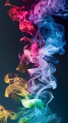 Abstract smoke with multiple colors swirling on a black background