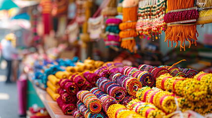 Fototapeta premium Raksha Bandhan, Creative Rakhi Design for Indian Festival Celebrating Brother-Sister Bonding. 