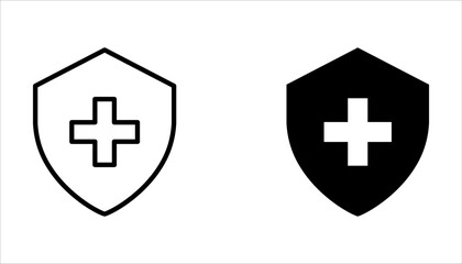 Medical Shield icon set, Medical protection vector on a white background