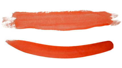 Two different red brush strokes paint watercolor isolated on a transparent background. Color bubble.