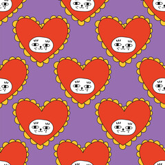 retro psychedelic seamless patterns-hearts and valentines for February 14th.Funky and groovy heart shapes ornaments.Hippie rainbow backgrounds only good vibes.valentine's day 1970-1980	