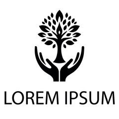 A black wellness tree  logo on a white background