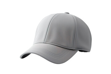 Fototapeta premium Grey baseball cap mockup, realistic 3D sports hat with curved brim, blank visor headwear for branding and apparel design isolated on Transparent Background