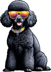 Cute Black Poodle Dog Clipart – Vector Illustrations