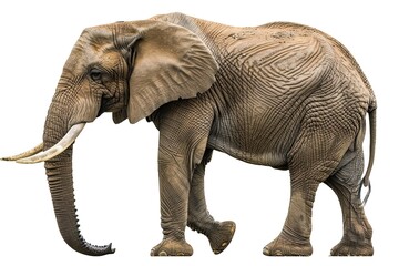 Fototapeta premium Majestic African Elephant Isolated On White Background