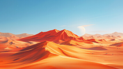 Naklejka premium Scenic desert landscape with vast sand dunes