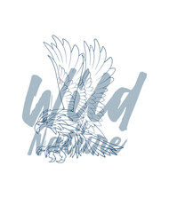 Naklejka premium eagle vector with text wild of nature in transparent background