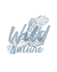 eagle vector with text wild of nature in transparent background