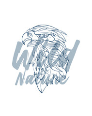 eagle vector with text wild of nature in transparent background