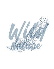 eagle vector with text wild of nature in transparent background