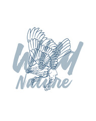 Naklejka premium eagle vector with text wild of nature in transparent background