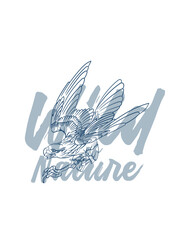 eagle vector with text wild of nature in transparent background