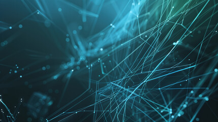 Lines and dots connected in an abstract digital network on a blue background.