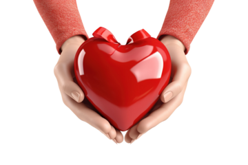 Embracing Love: Holding a Fiery Heart on White or PNG Transparent Background.