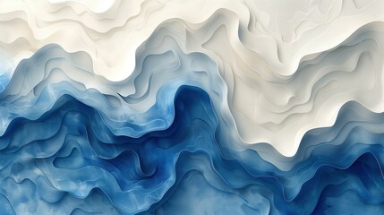Obraz premium Intricate flowing layers in shades of blue white texture background image. Smooth transitions wavy photo backdrop wallpaper realistic. Abstract composition concept photorealistic