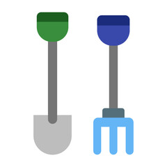 Shovel and rake Flat icon