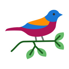 Bird on branch Flat icon