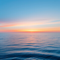Obraz premium 4️⃣ Photograph of the vast sea under an orange and blue sky at sunset, in a minimalist style, with blur ripples, on a clean background, using long exposure photography techniques, at an ultra high def