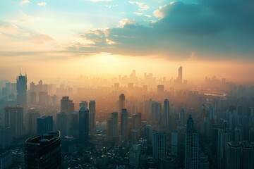 Fototapeta premium Sunset over City Skyline.