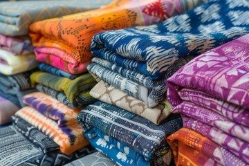 Stack of Colorful Fabric.