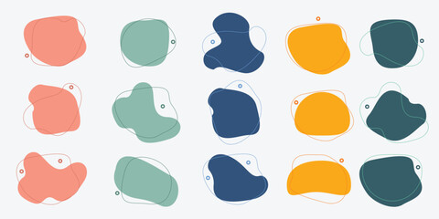 Fototapeta premium Colourful abstract shapes fluid hand drawn organic shapes line creative element.
