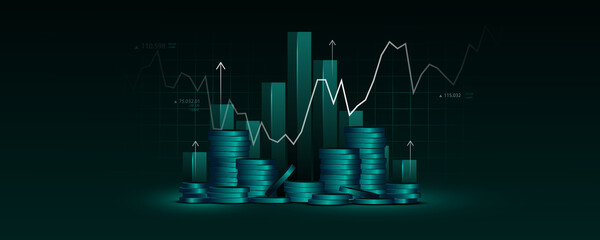 Financial, stock market and commercial graph concept background image