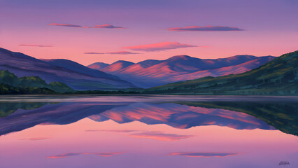 Fototapeta premium sunset over the lake
