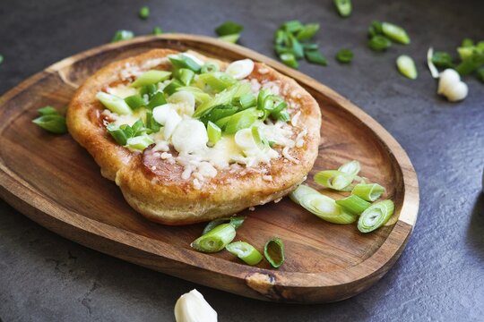 Fresh fried L&aacute;ngos, traditional hungarian food