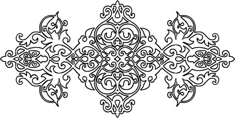 Detailed Floral and Arabesque Motif - Ottoman Style Islamic Illumination Coloring Page , Islamic Arabesque Decorative Design, Ottoman Islamic Art Motif, Arabesque Ottoman Art Pattern.